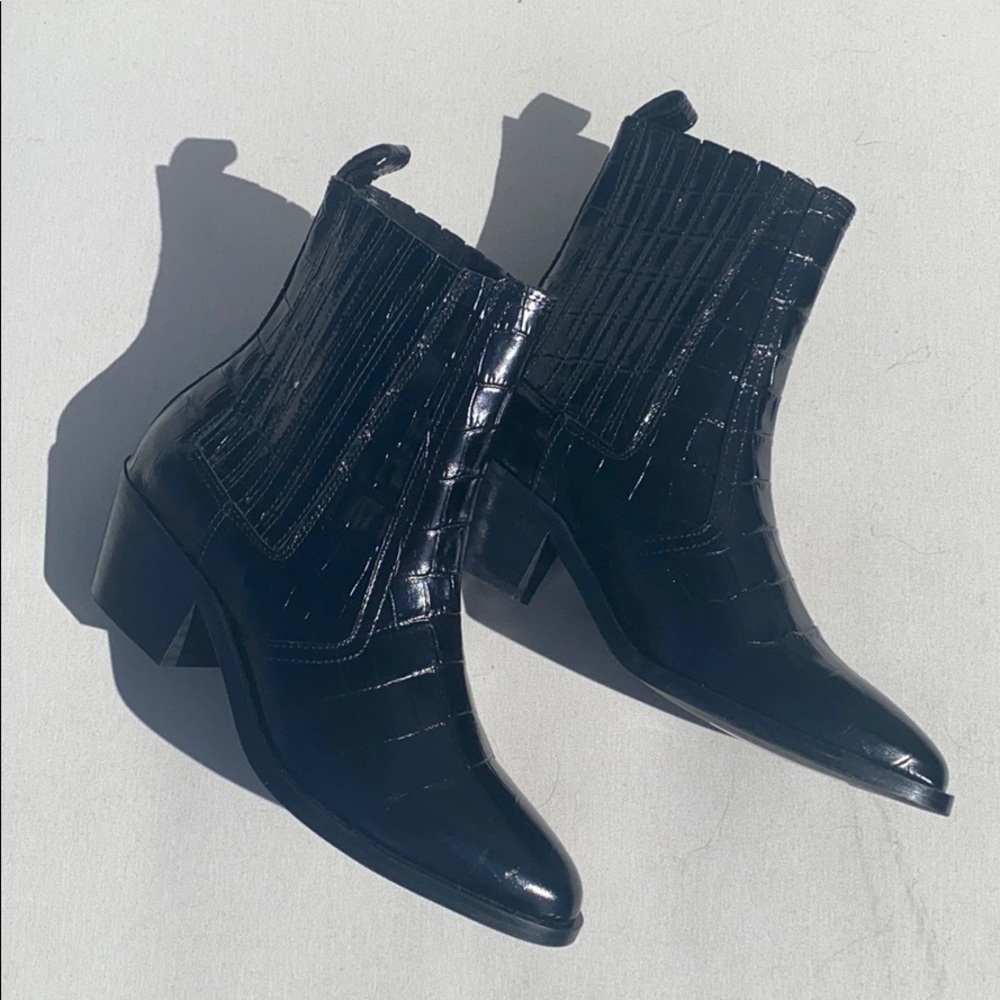 ALLsaints Miriam Bootie in black croc